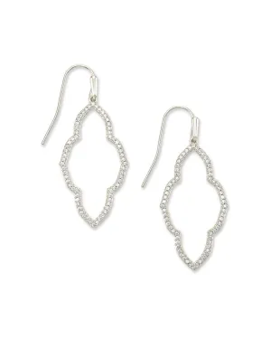 Abbie Silver Small Open Frame Earrings In White Crystal