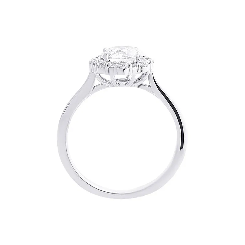 Alternating Diamond Halo Engagement Ring