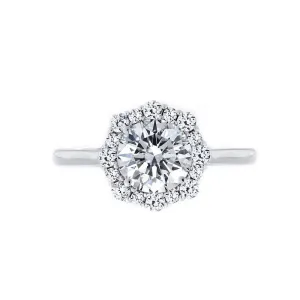 Alternating Diamond Halo Engagement Ring