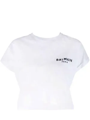 Balmain Flock Detail Cropped Tee