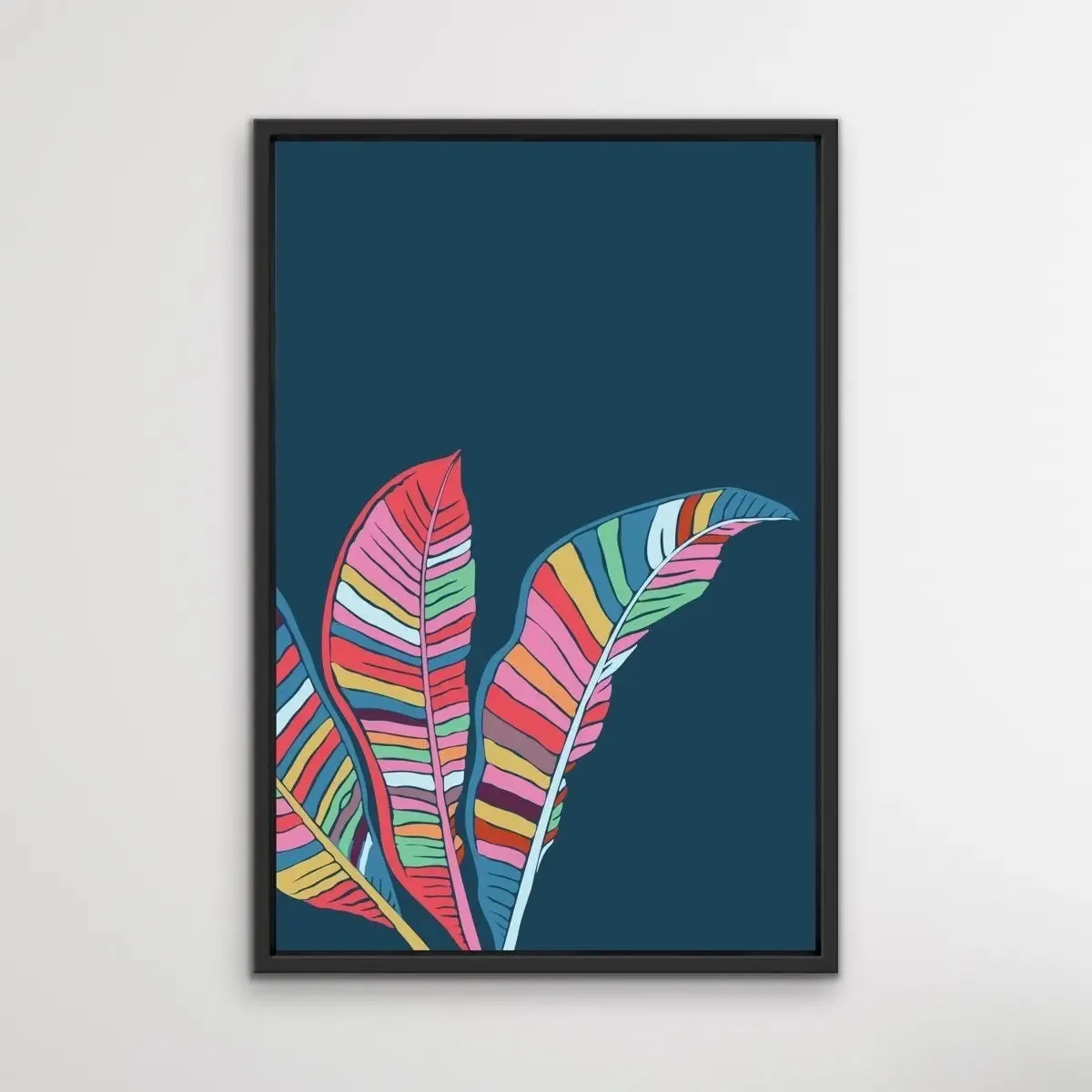 Banana Palm - Turquoise Pink Banana Palm Graphic Wall Art Print Canvas