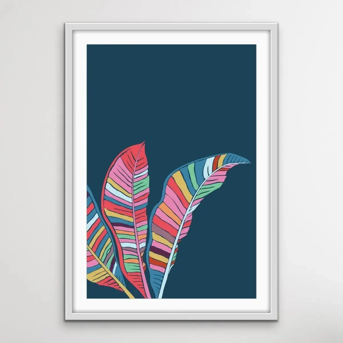 Banana Palm - Turquoise Pink Banana Palm Graphic Wall Art Print Canvas