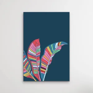 Banana Palm - Turquoise Pink Banana Palm Graphic Wall Art Print Canvas