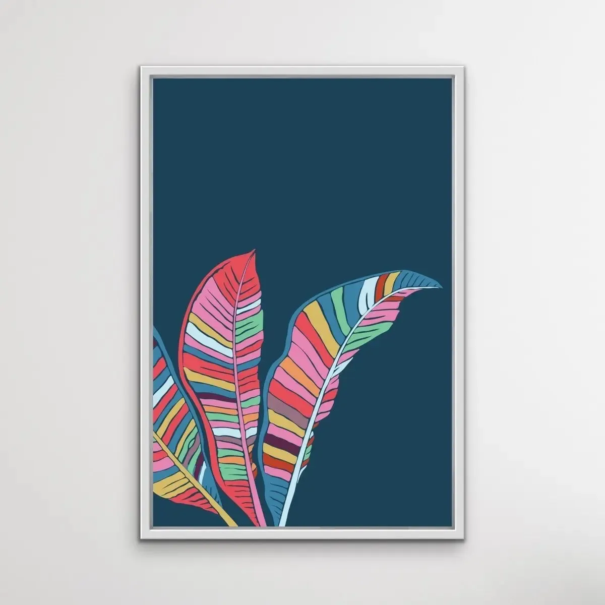 Banana Palm - Turquoise Pink Banana Palm Graphic Wall Art Print Canvas