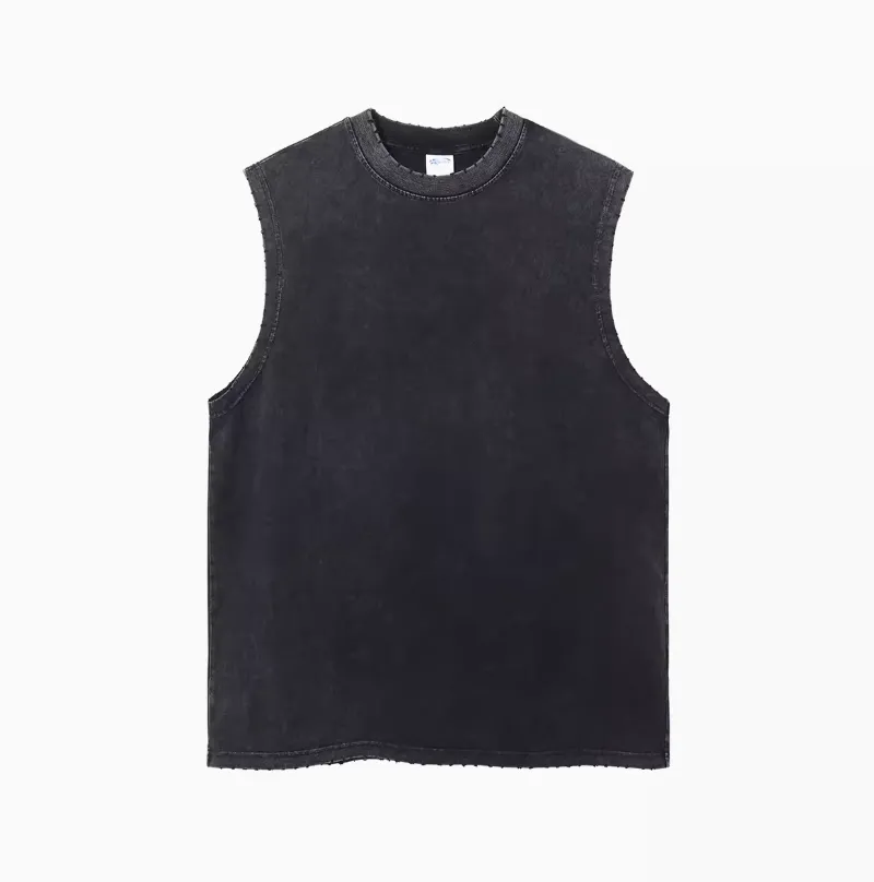 Basic Sleeveless Oversized Acid Washed Unisex T-Shirt