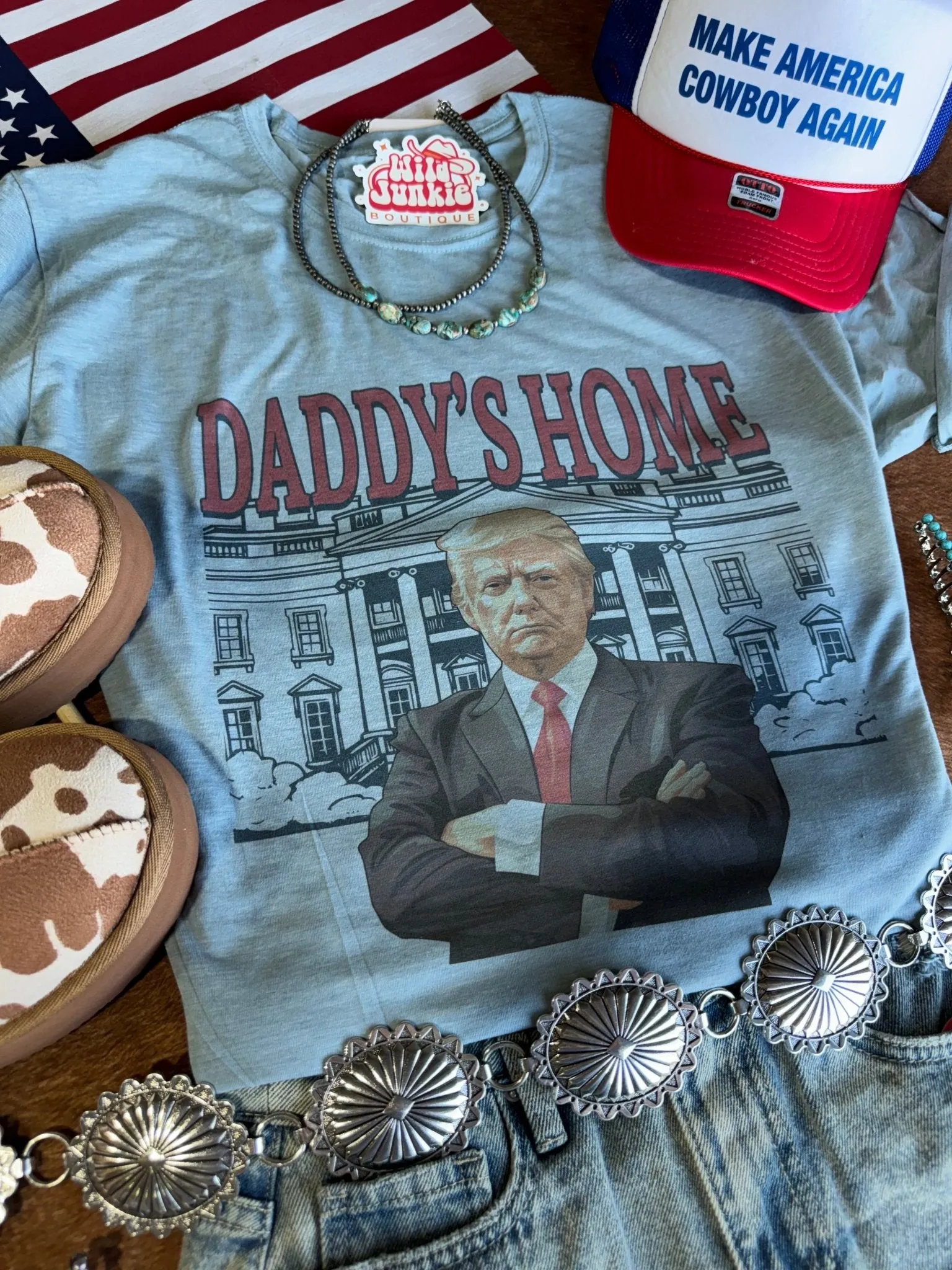 Blue Daddys Home Trump Graphic Tee