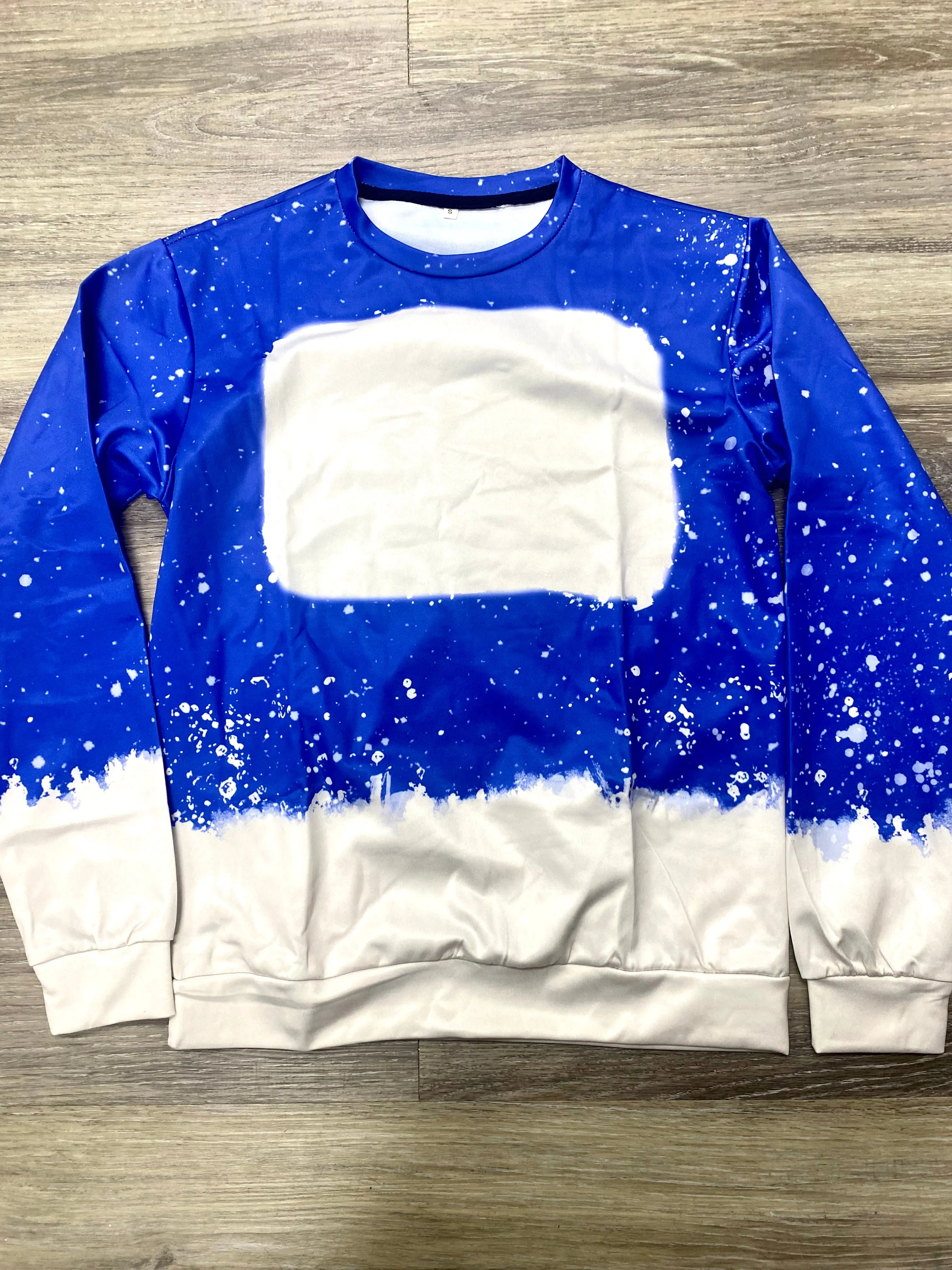 Blue Splattered Faux Bleached Crewneck