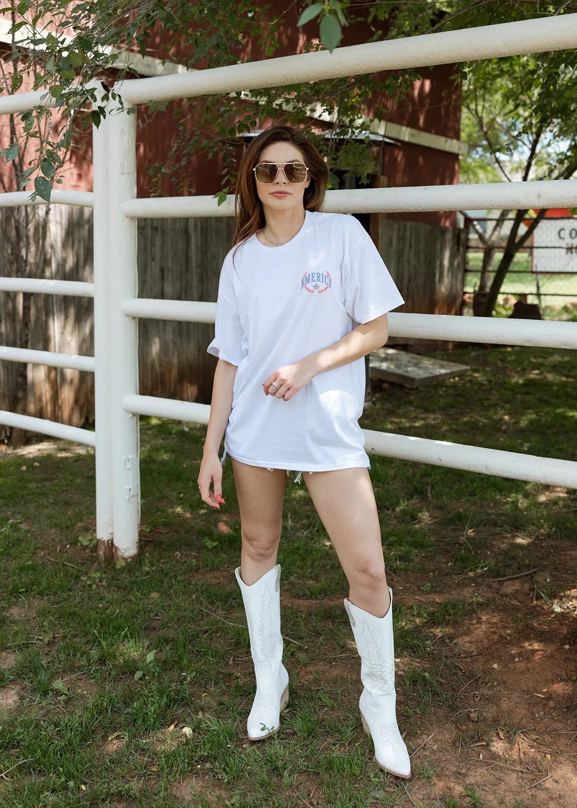 Bold America Eagle White Oversized Tee