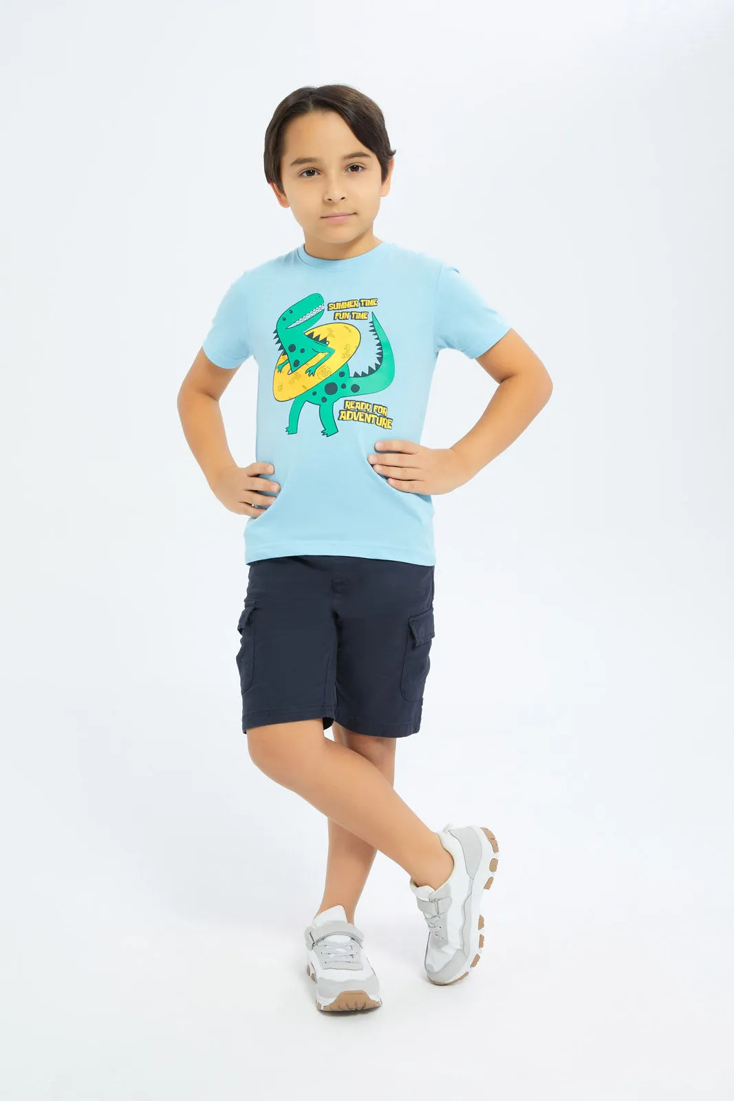 Boys Blue Dino Graphic T-Shirt