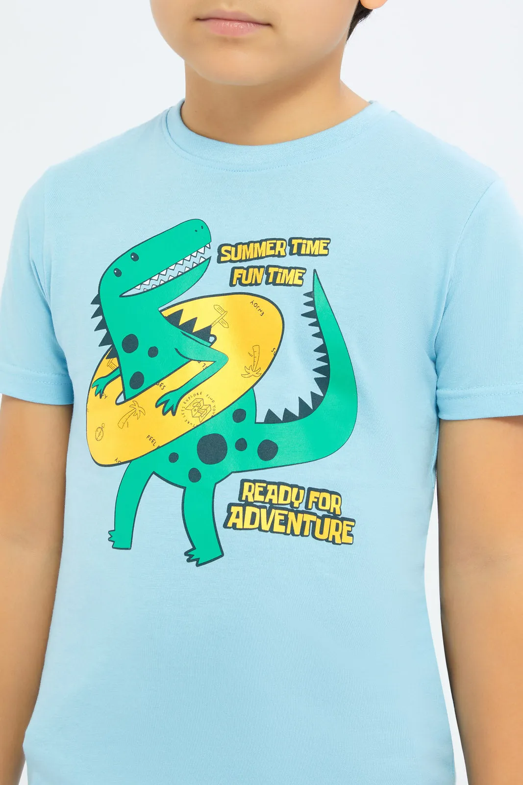 Boys Blue Dino Graphic T-Shirt