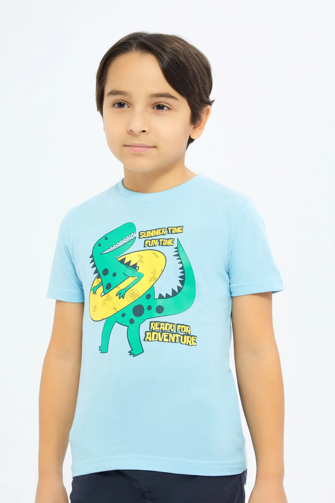 Boys Blue Dino Graphic T-Shirt