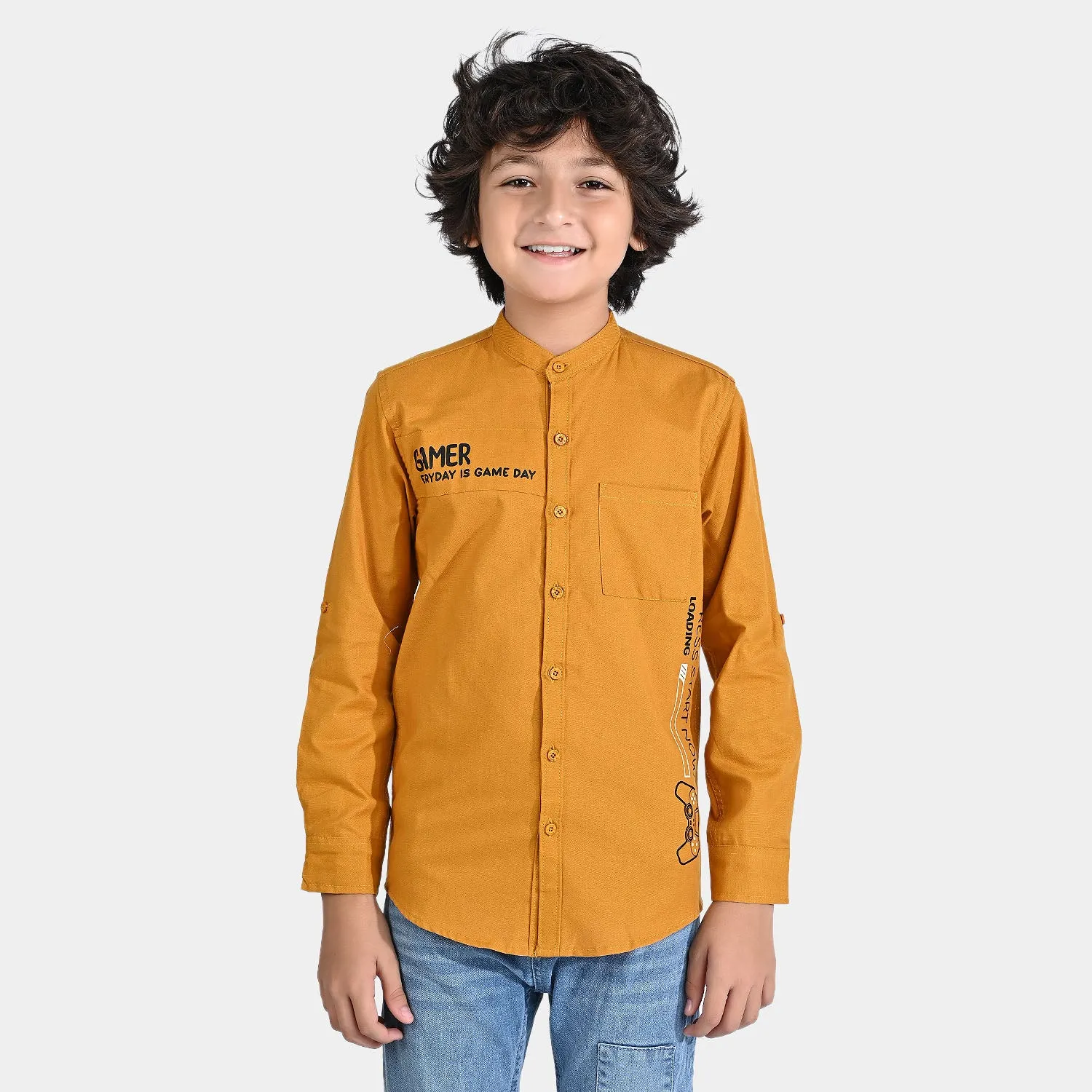 Boys Oxford Casual Shirt F/S (Gamer 018)-Mustard