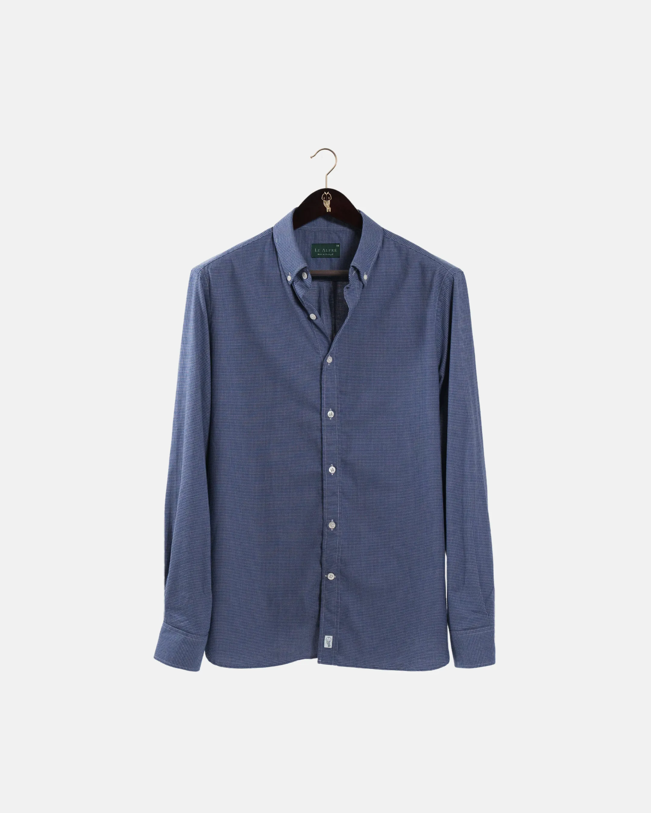 Brushed Cotton Navy Houndstooth Shirt