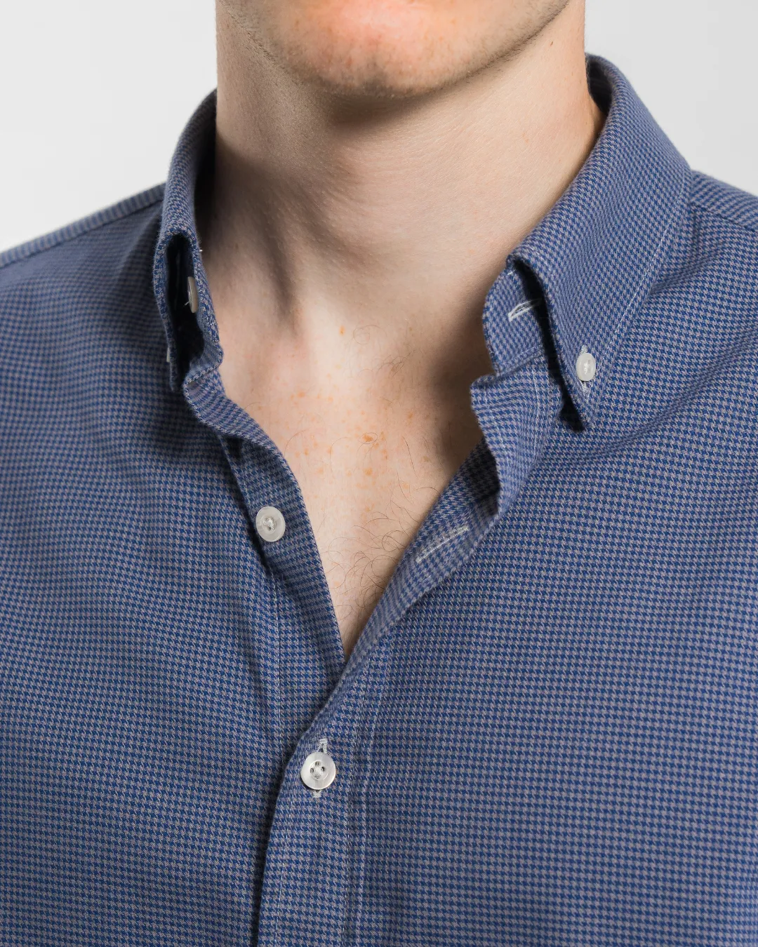 Brushed Cotton Navy Houndstooth Shirt