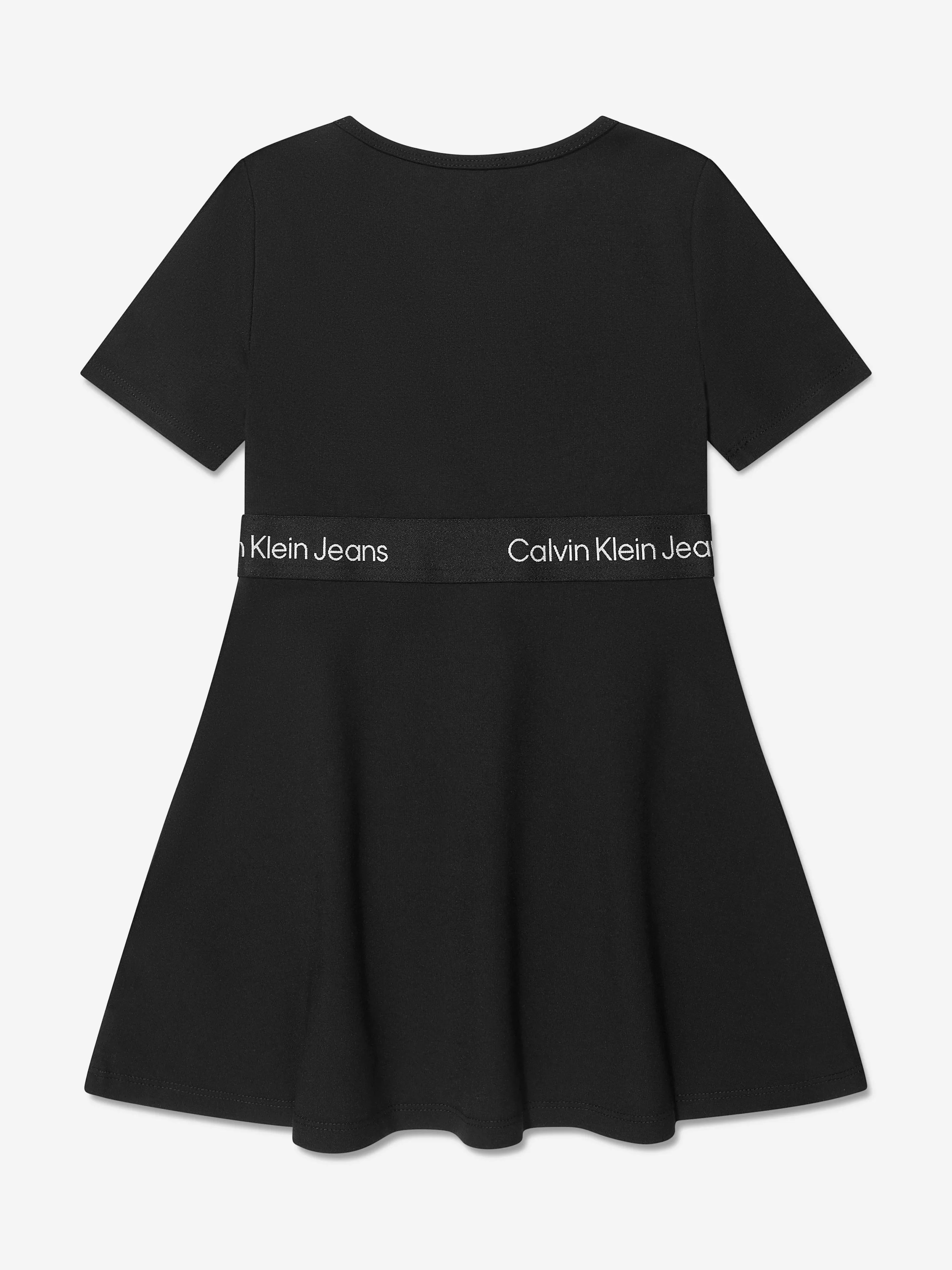 Calvin Klein Girls Punto Tape Dress in Black