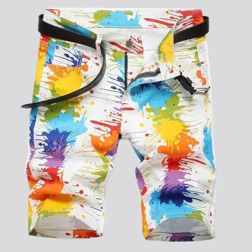 Color-stains white men's jean shorts