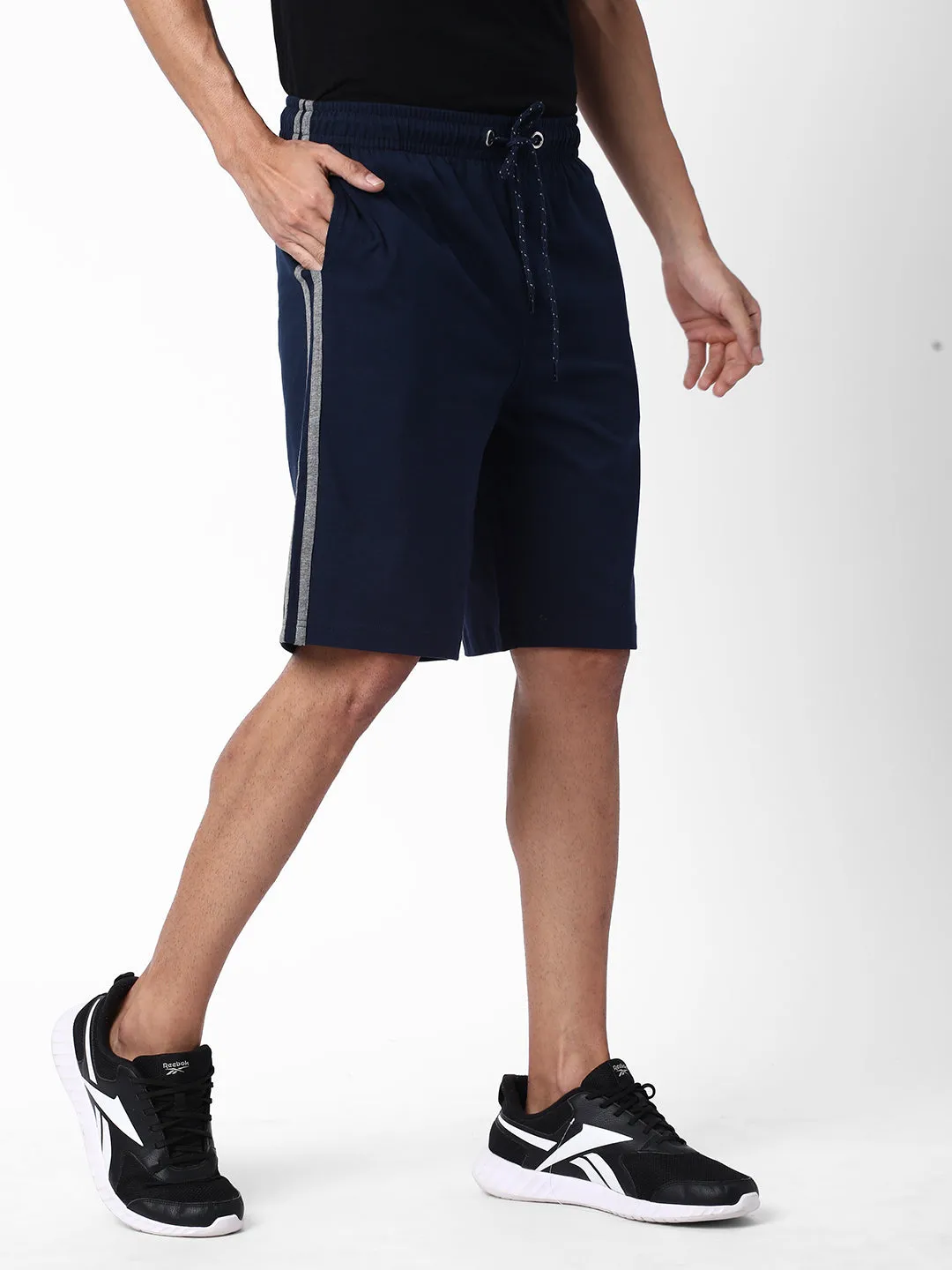 Cotstyle Men's Super Combed Cotton Regular Fit Solid Shorts with Side Pockets - Navy, Style no.SH901