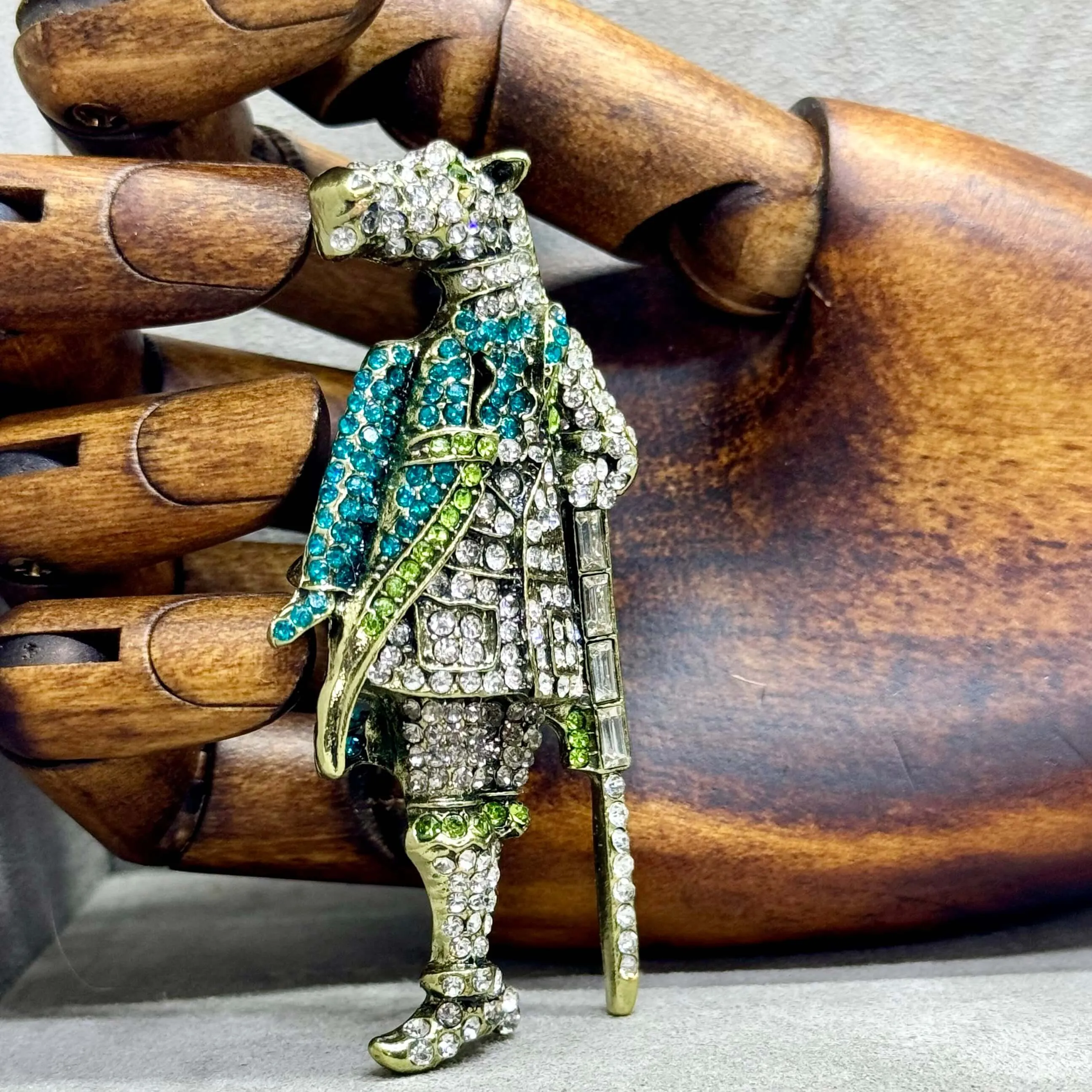 Dandy Swordsman Bejewelled Anthropomorphic Horse Brooch