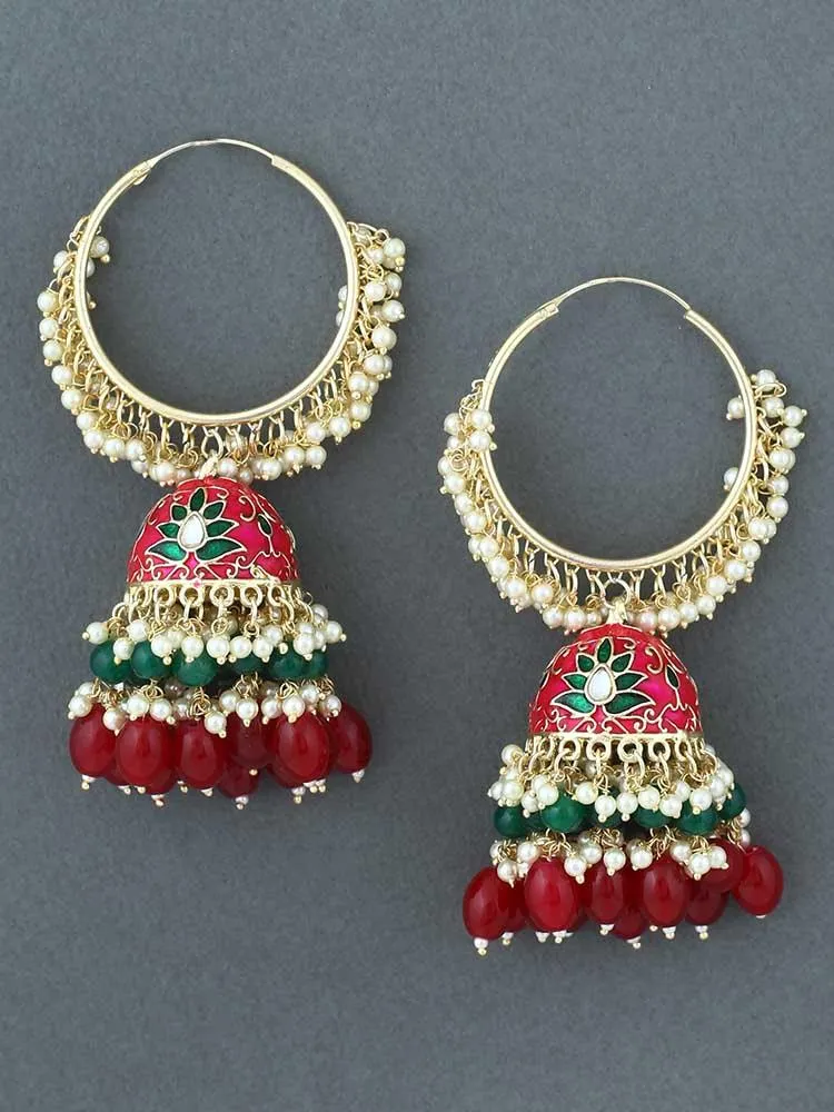 Dark Pink Manitha Satrangi Hoops