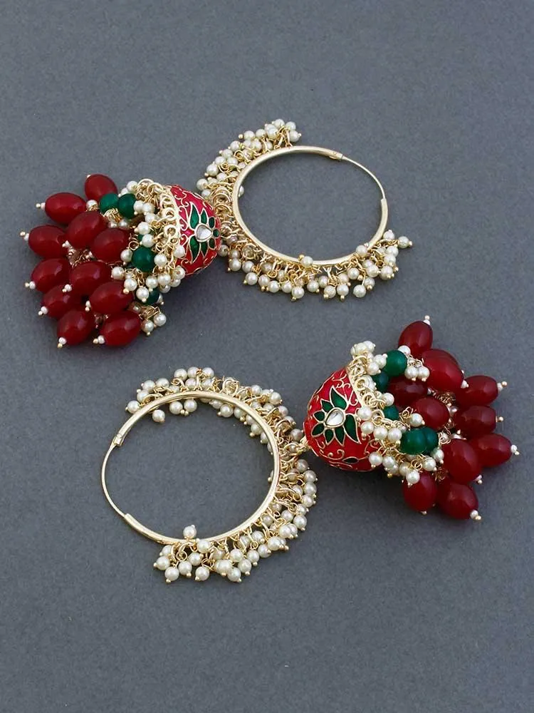 Dark Pink Manitha Satrangi Hoops