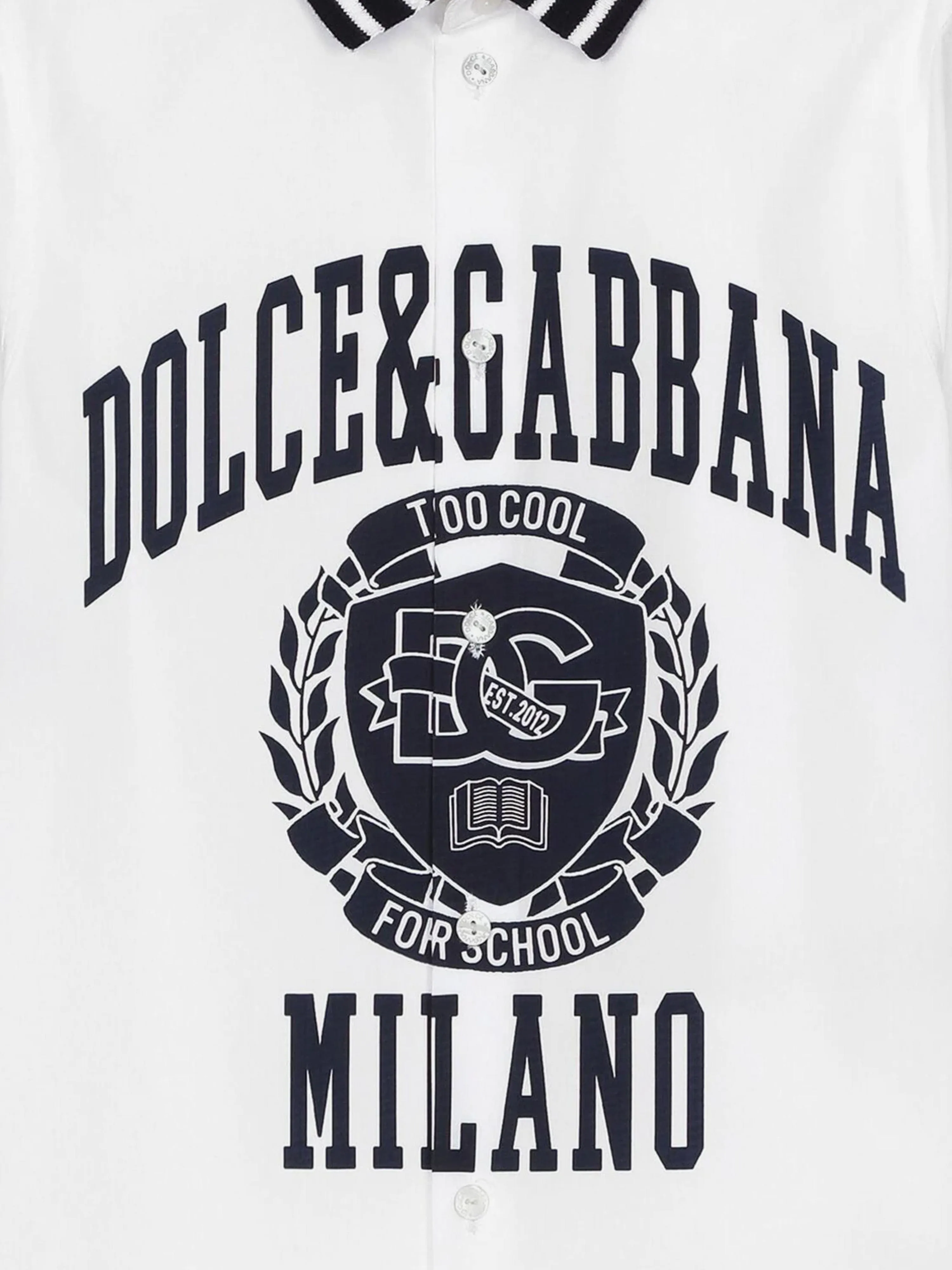 Dolce & Gabbana Boys Too Cool For School Crest Polo Shirt in White