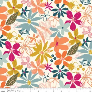 Eden Main Floral Cream Cotton Yardage by Gabrielle Neil Design| Riley Blake Designs