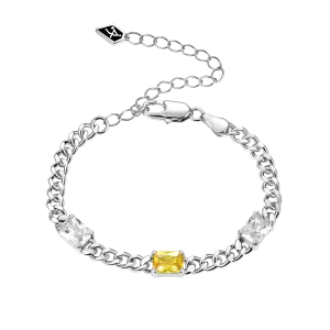 ESSENTIALS Emerald Cut Gemstone Adjustable Bracelet - 5mm