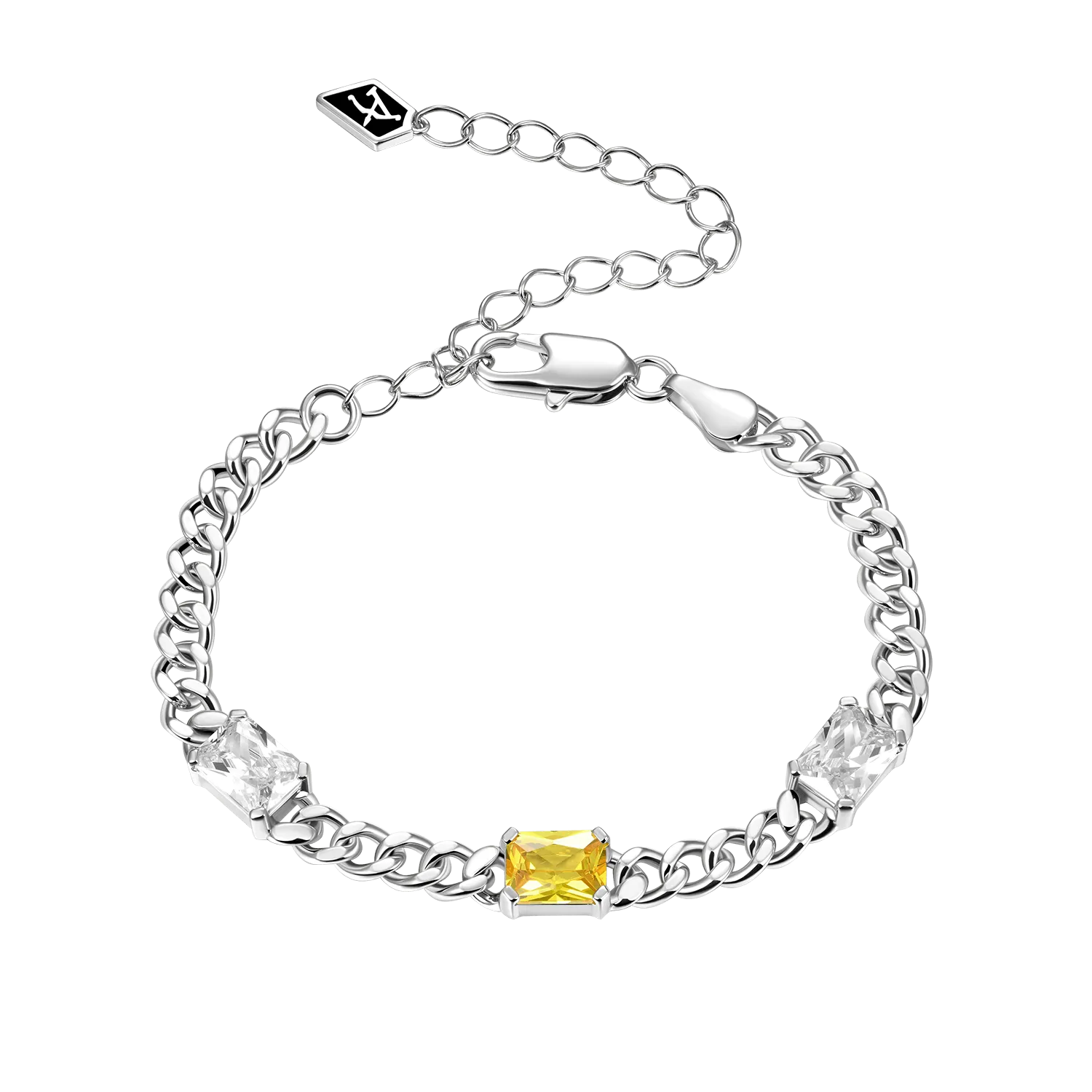 ESSENTIALS Emerald Cut Gemstone Adjustable Bracelet - 5mm