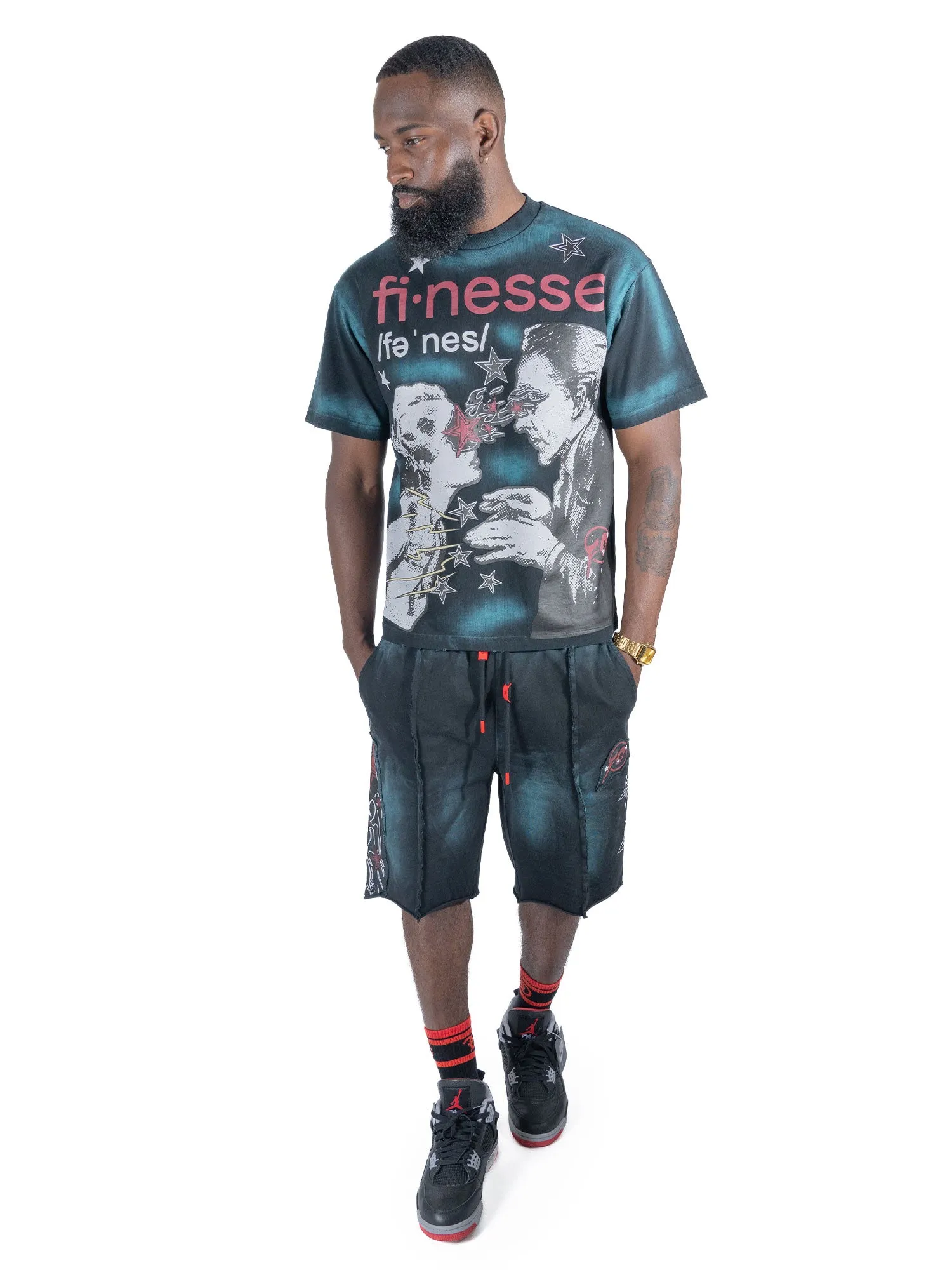 F199 Finesse Acid Wash Oversized Tee - Black