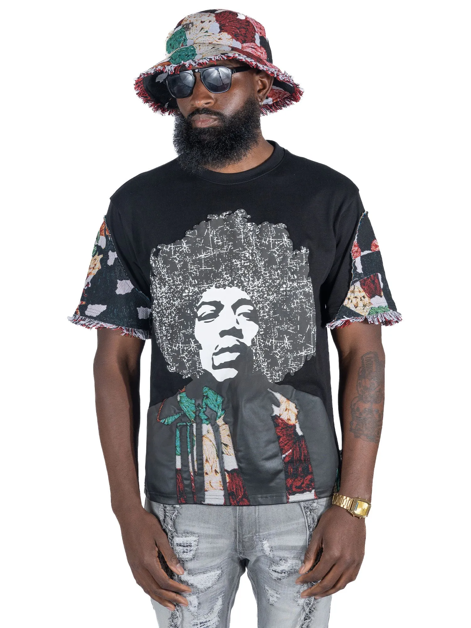 F371 The "Jimi Hendrix" Oversized Tee - Black