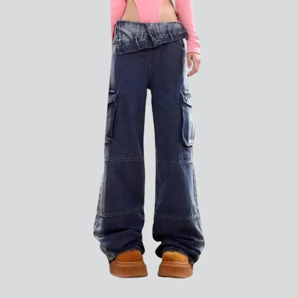 Fashion women's dark-blue jeans