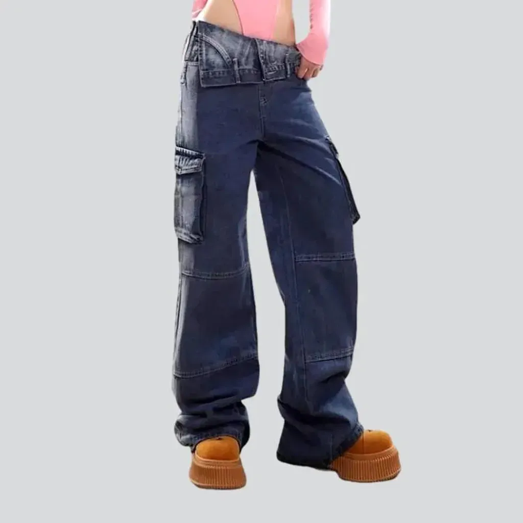 Fashion women's dark-blue jeans