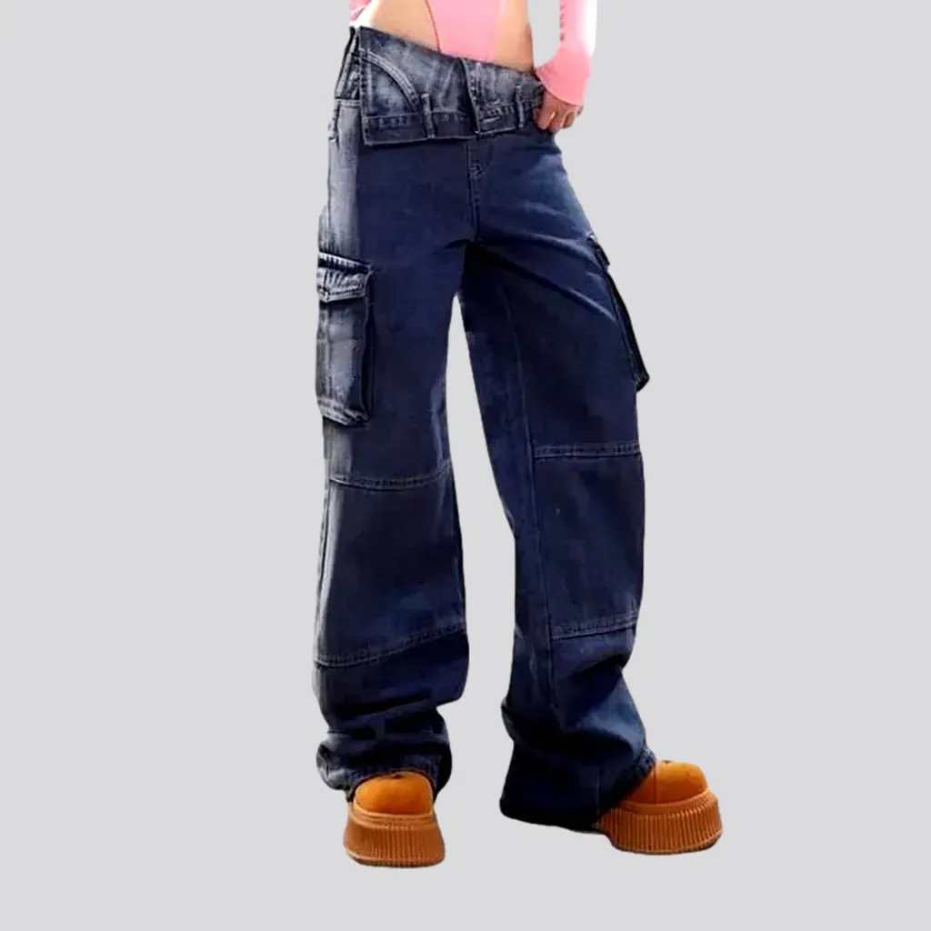 Fashion women's dark-blue jeans