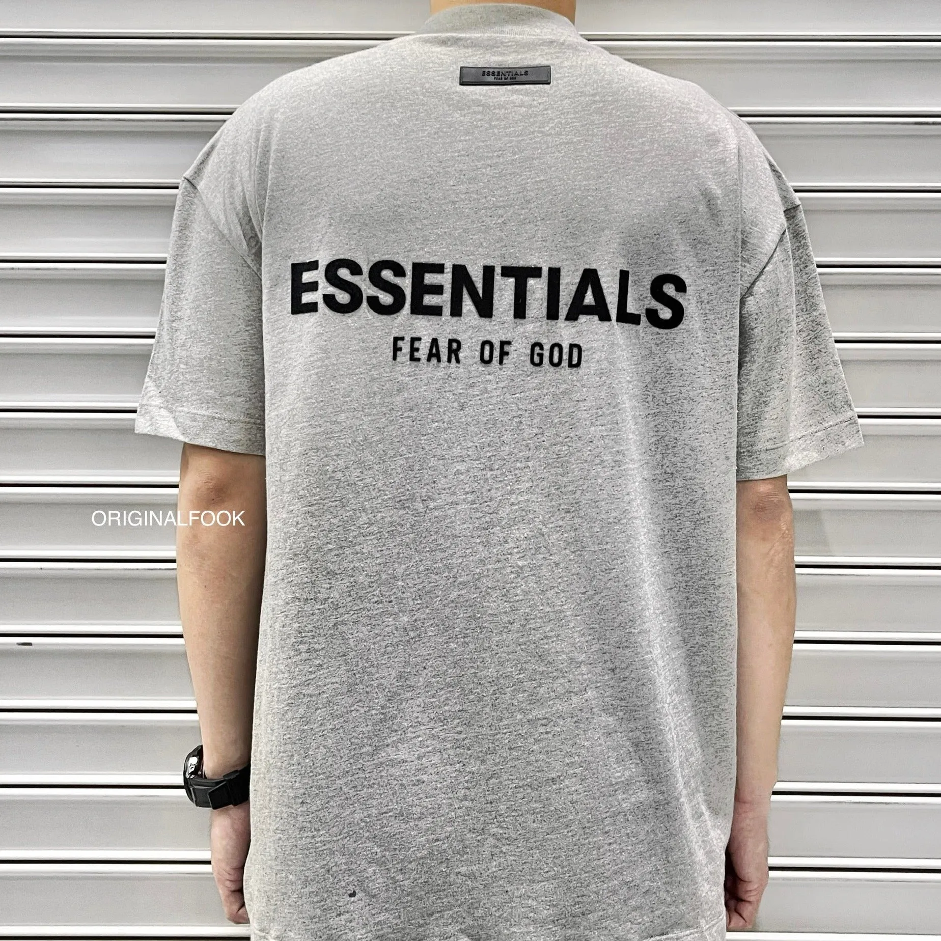 Fear of God Essentials Felt Logo Tee Dark Oatmeal