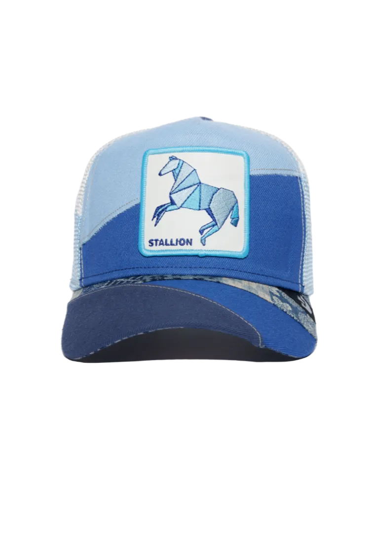 Goorin Bros Farmigami Self Reliant {Stallion} Trucker Hat (Blue)