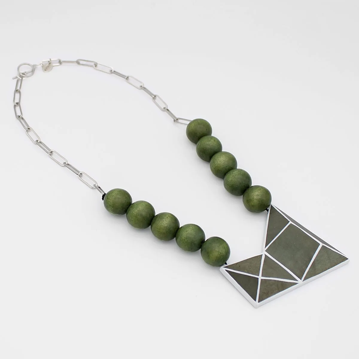 Gray and Silver Geometric Pendant Statement Necklace