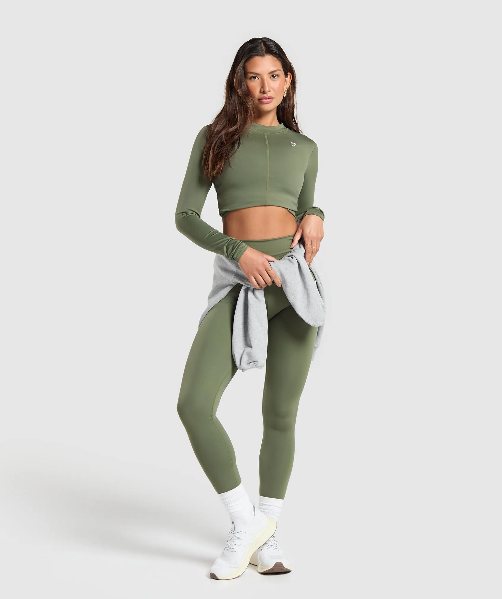 Gymshark Everyday High Neck Long Sleeve Top - Core Olive