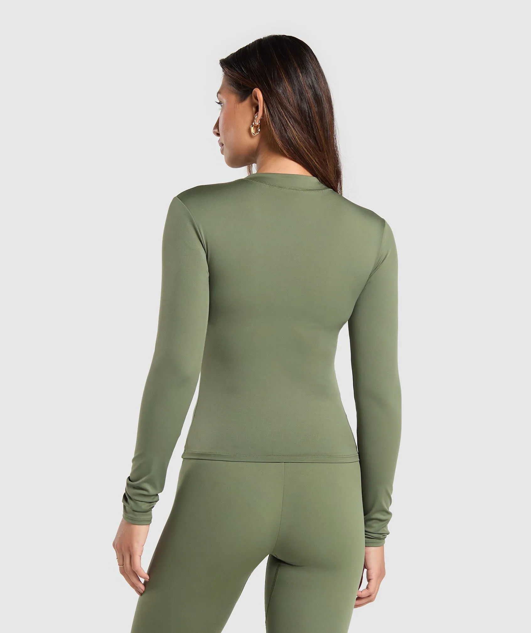 Gymshark Everyday High Neck Long Sleeve Top - Core Olive