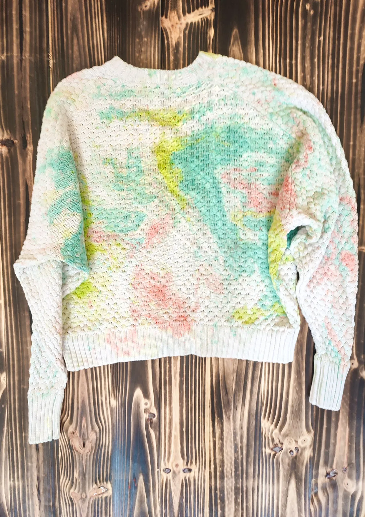 HANDPAINTED - SWEATER OVERSIZE - KNIT PEARL ivory painted color