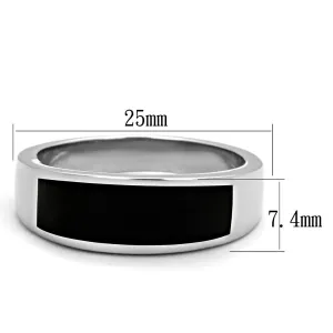 High polished (no plating) Stainless Steel Ring with Epoxy in Jet for Women Style TK2062