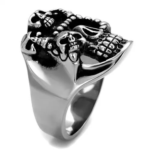 High polished (no plating) Stainless Steel Ring with Epoxy in Jet for Women Style TK2329