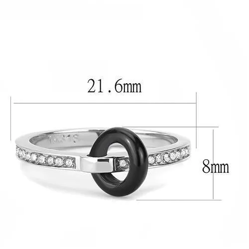 High polished (no plating) Stainless Steel Ring with Top Grade Crystal in Clear for Women Style TK3241