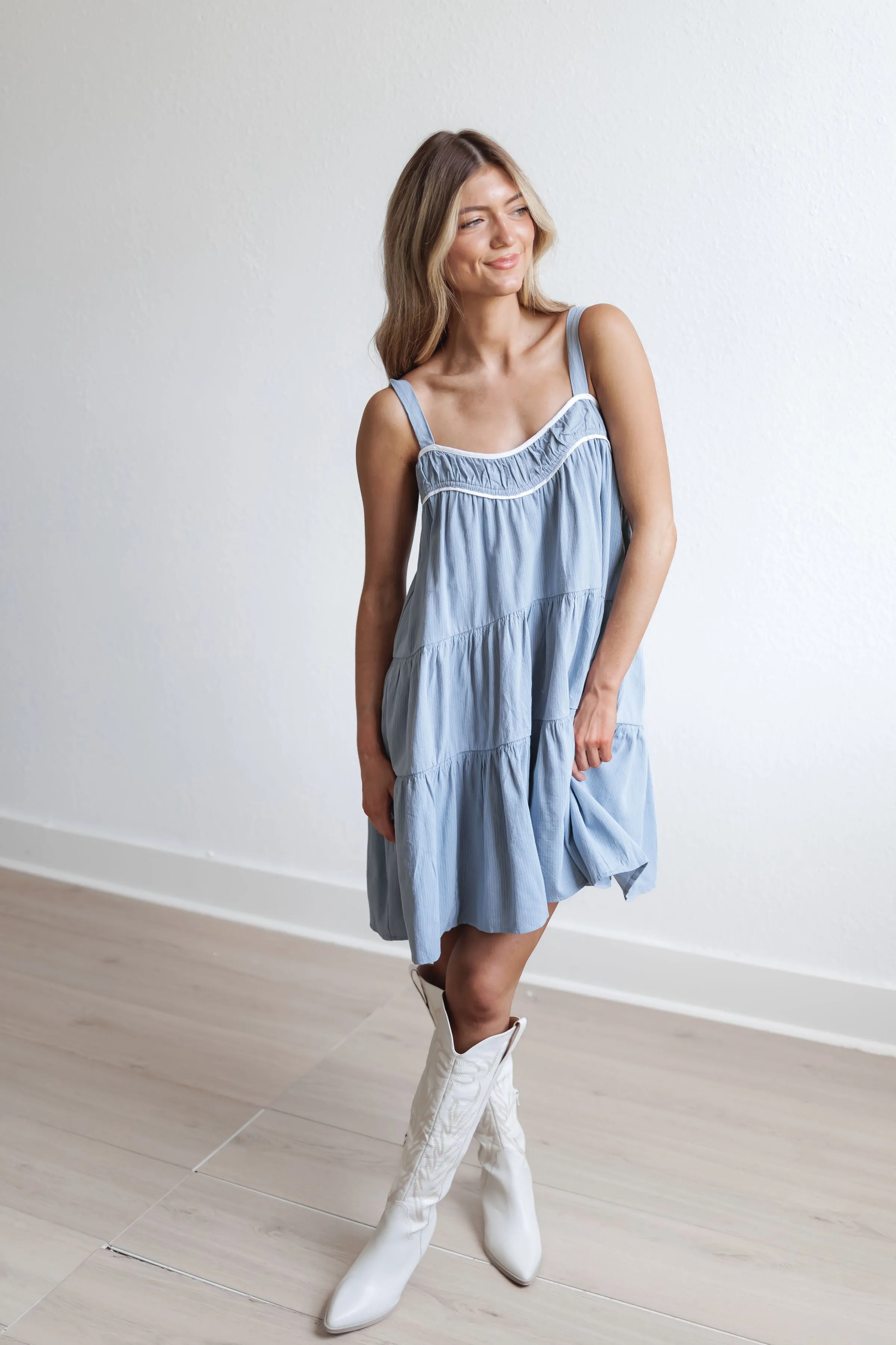 Kennedy Mini Dress: Blue-FINAL SALE