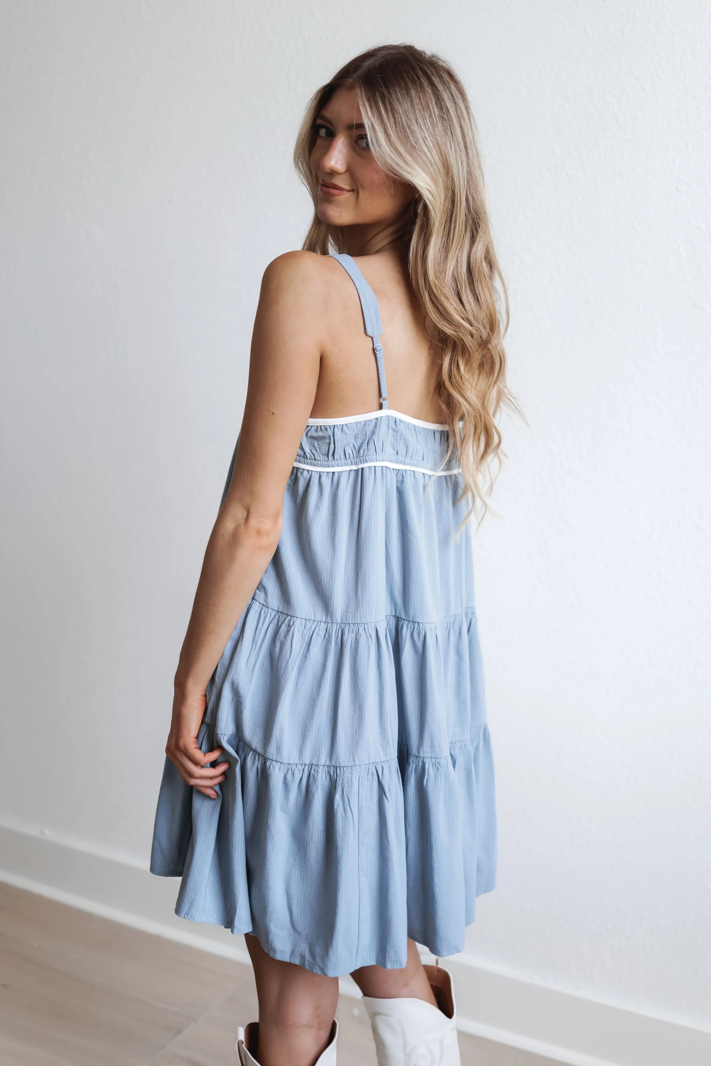 Kennedy Mini Dress: Blue-FINAL SALE