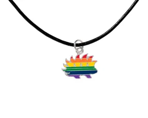 Libertarian Rainbow Porcupine Black Cord Necklaces