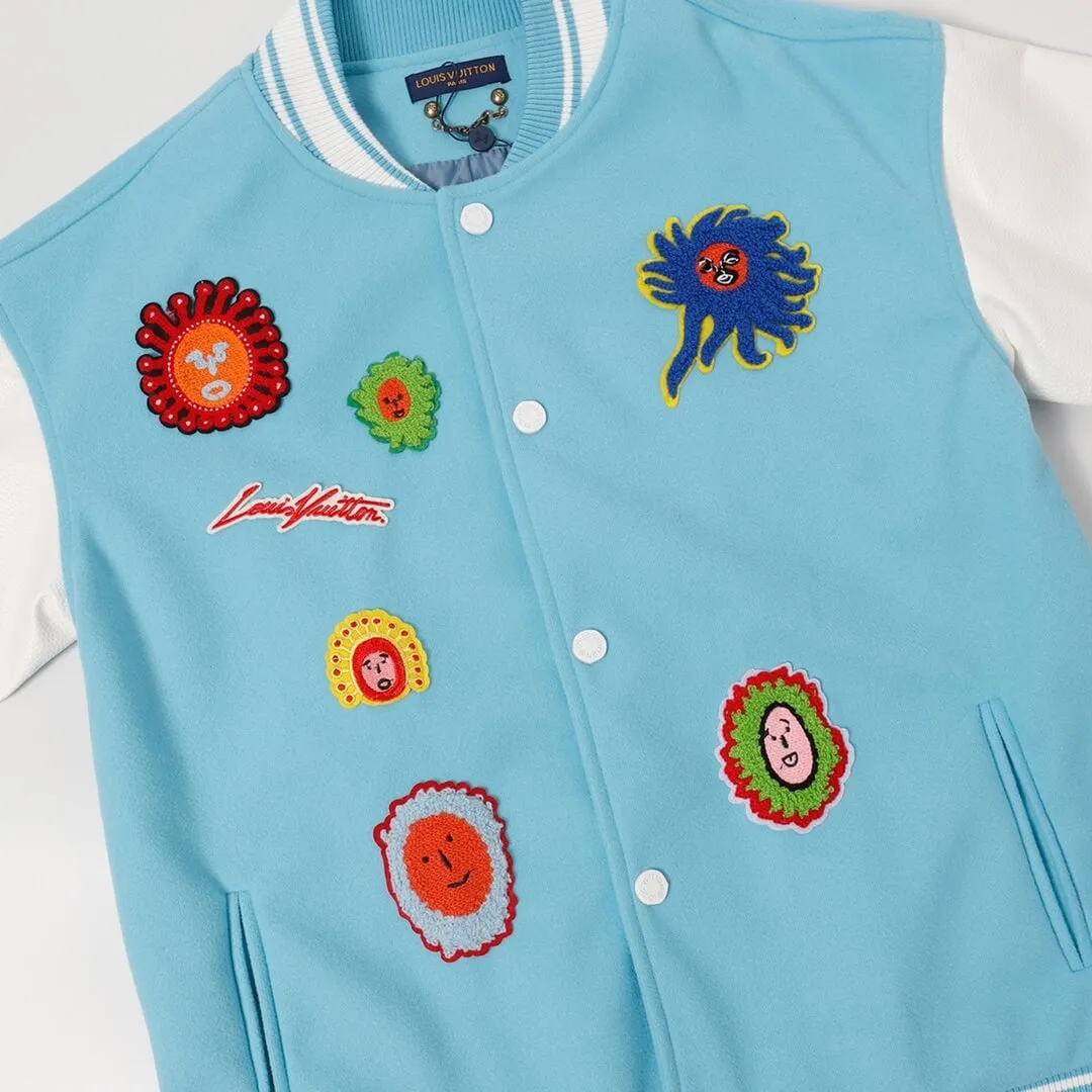 Louis Vuitton x Yayoi Kusama Embroidered Faces Blue Varsity Jacket