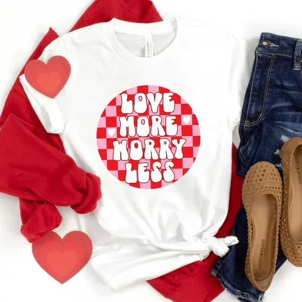 Love More Worry Less Checkered Short Sleeve Tee