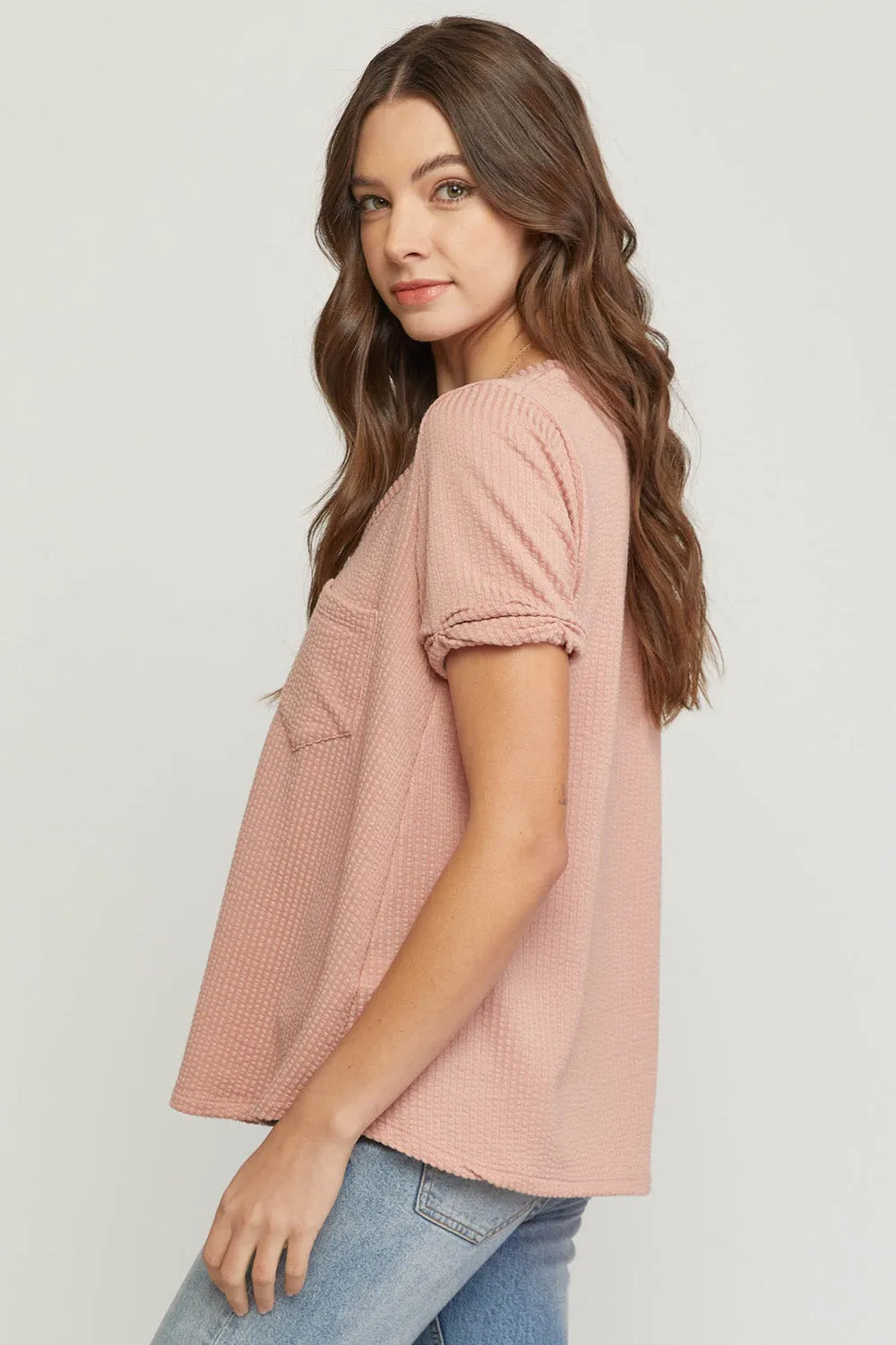 Mauve Textured Pocket Top