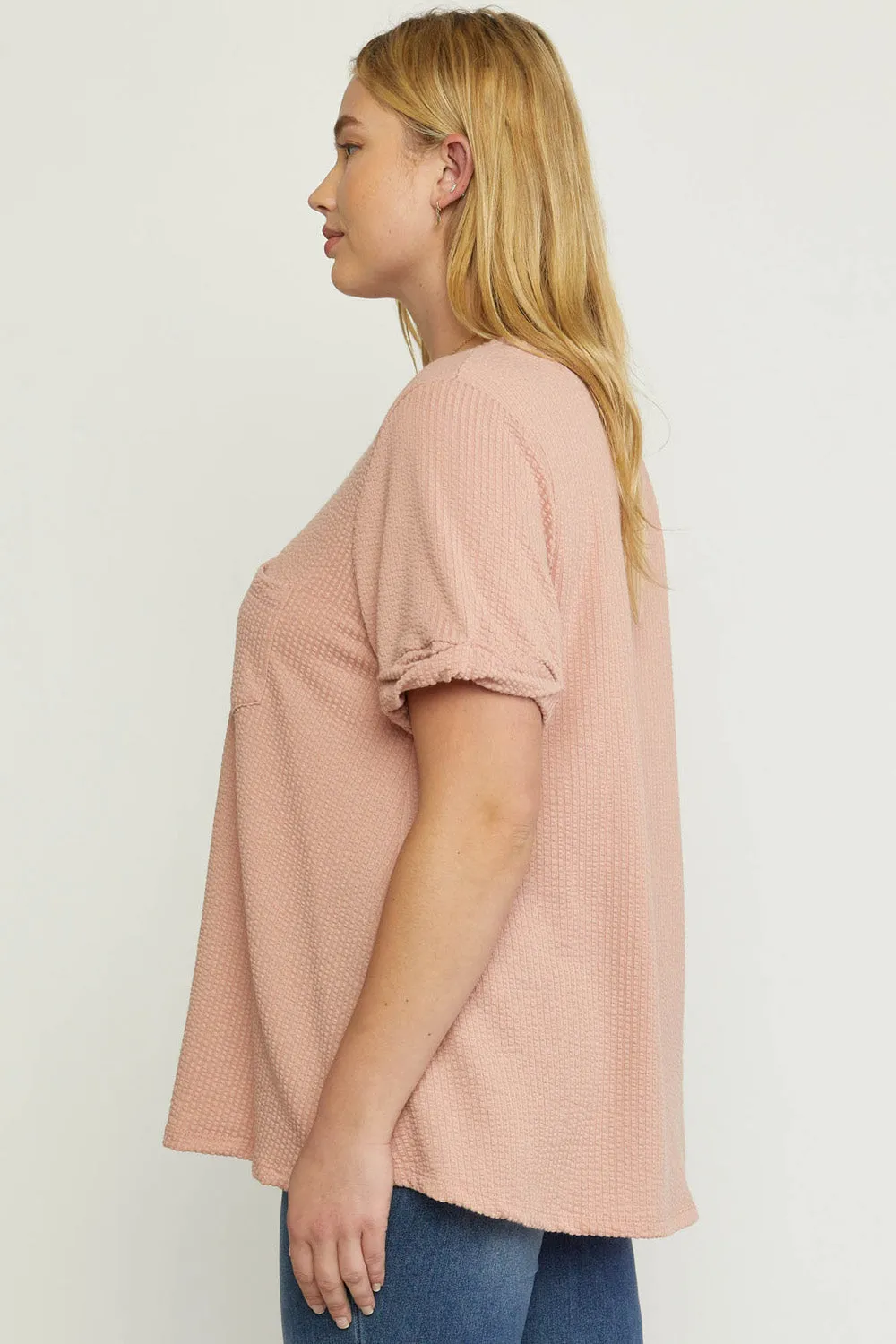 Mauve Textured Pocket Top