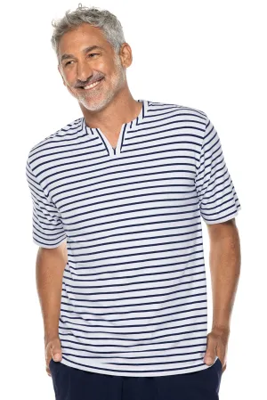 Men's Normandy Isles Notch Neck Tee  |  White/Navy Stripe